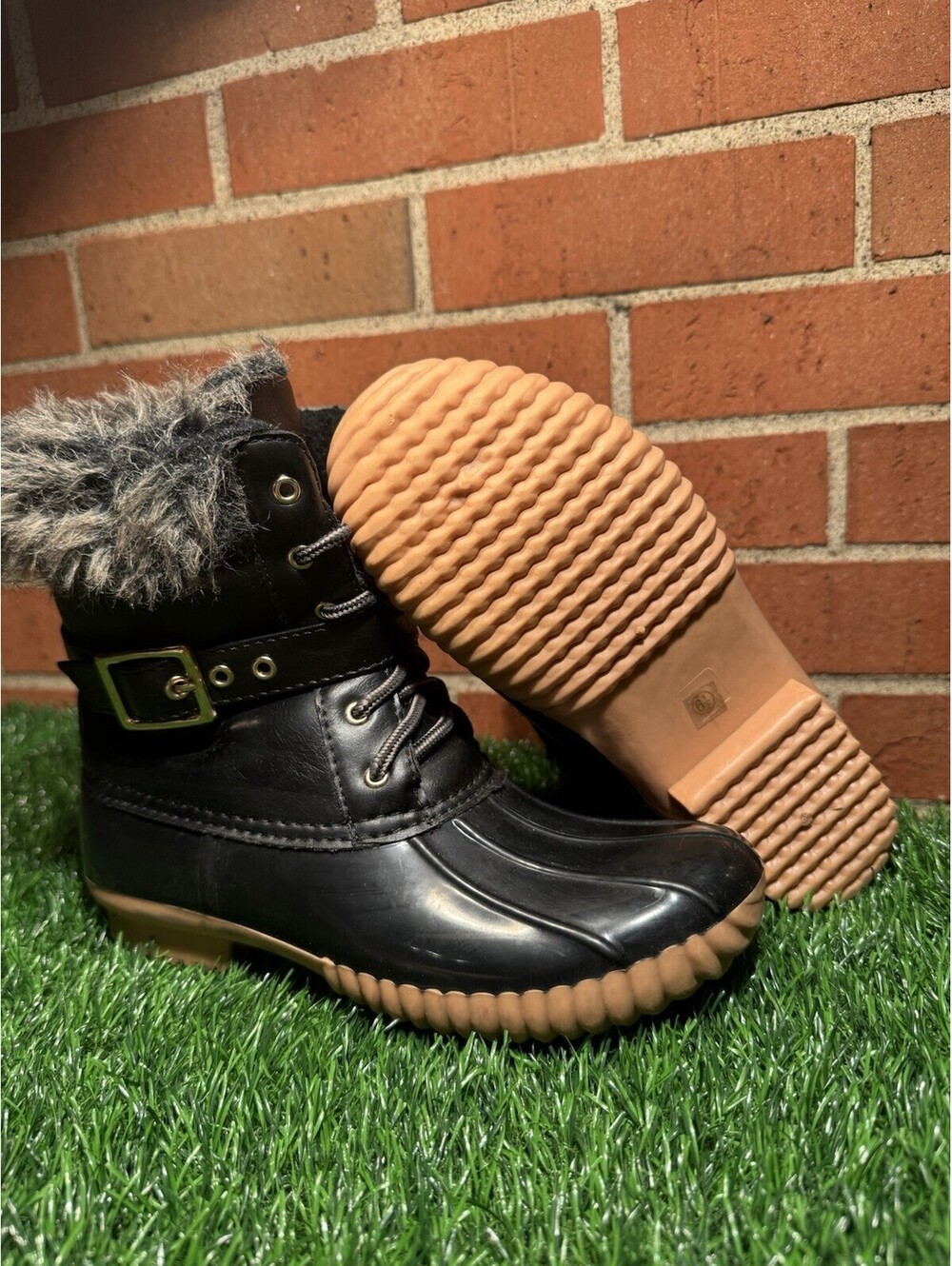 NATURE BREEZE DUCK-01 Women's Chic Lace Up Buckled Duck Waterproof Snow Boots
